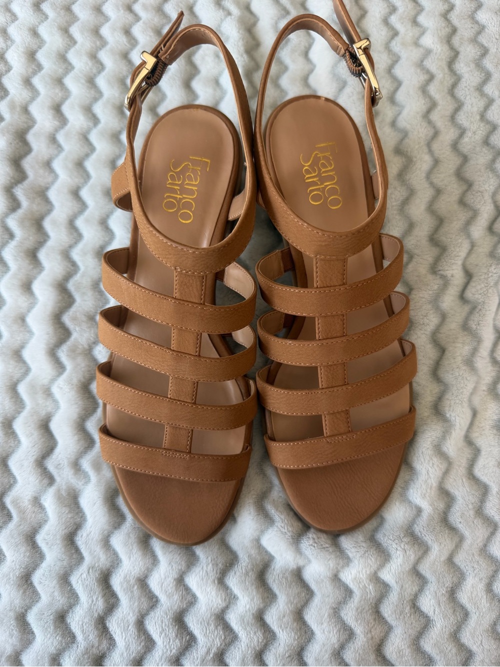 Franco Sarto Tan Multi-Strap Slingback Sandals